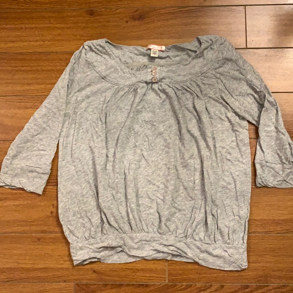 Lux Urban Outfitters Grey rouched 3/4 t-shirt